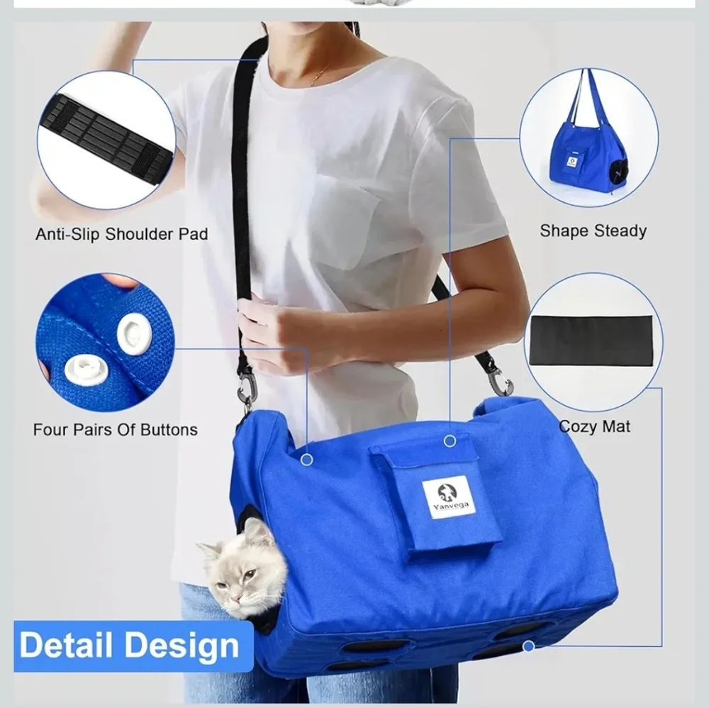 Cat Pouch Carrier Backpack - Blue Size M Soft Hand-Free Adjustable Harness NWOT